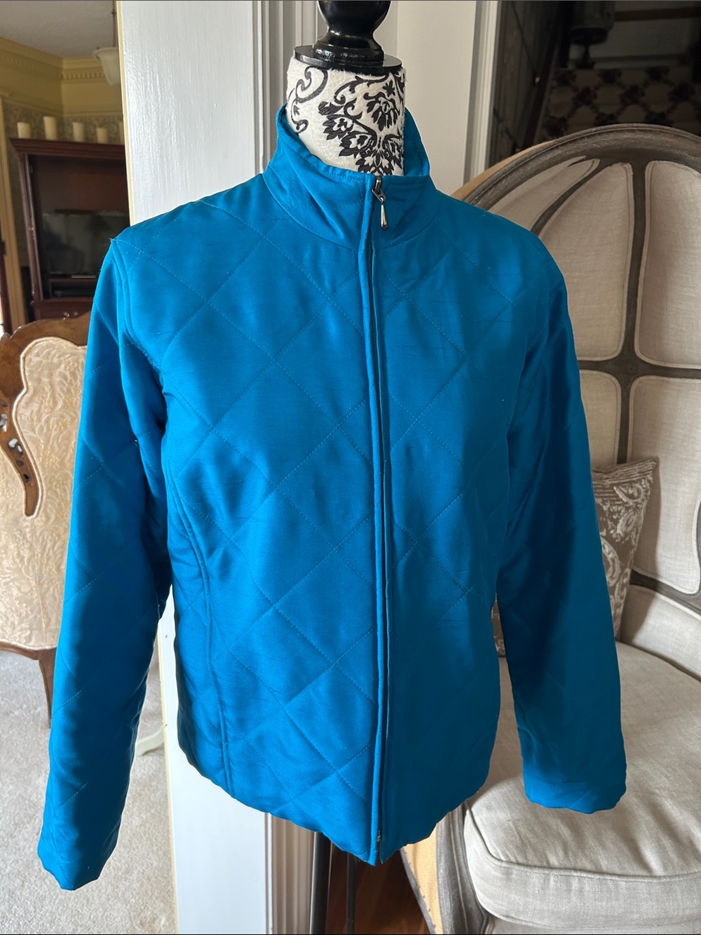 NWT Koret Petites Turquoise Quilted Zip-Up Jacket M